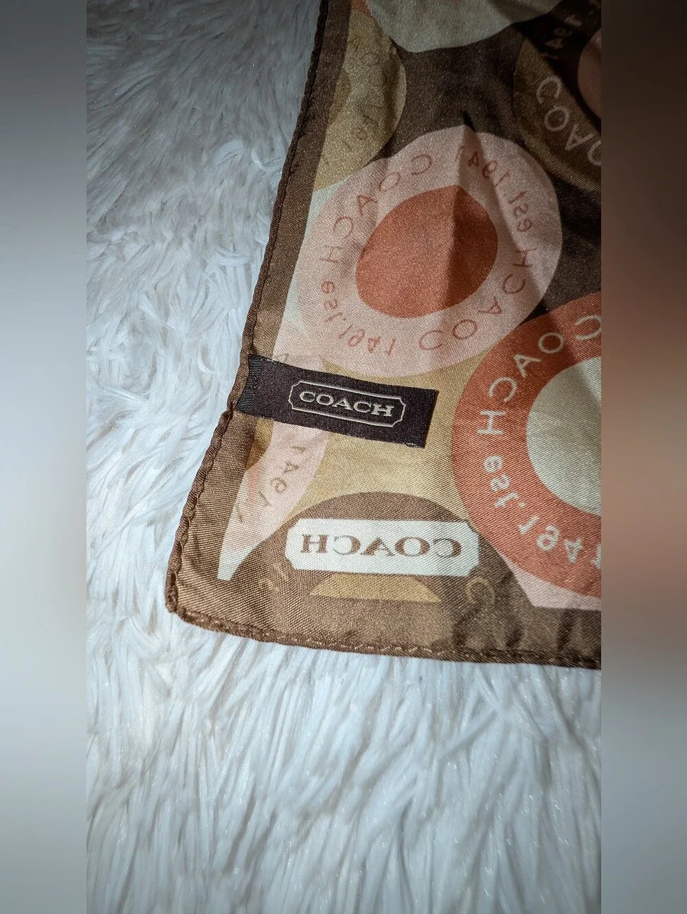 COACH Snaphead Logo Print Silk Scarf 21